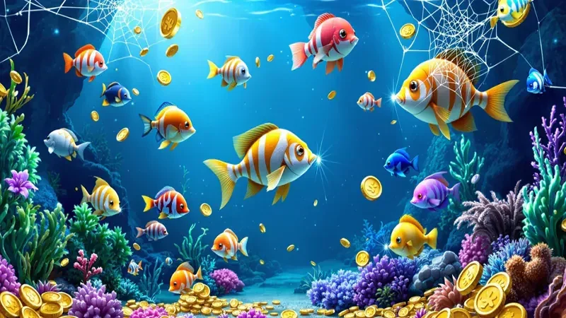 Adegan permainan tembak ikan VM777 dengan target bawah laut